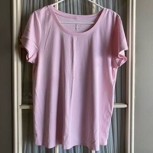 J. Jill Light Pink Striped Pima Cotton Short Sleeve Tee